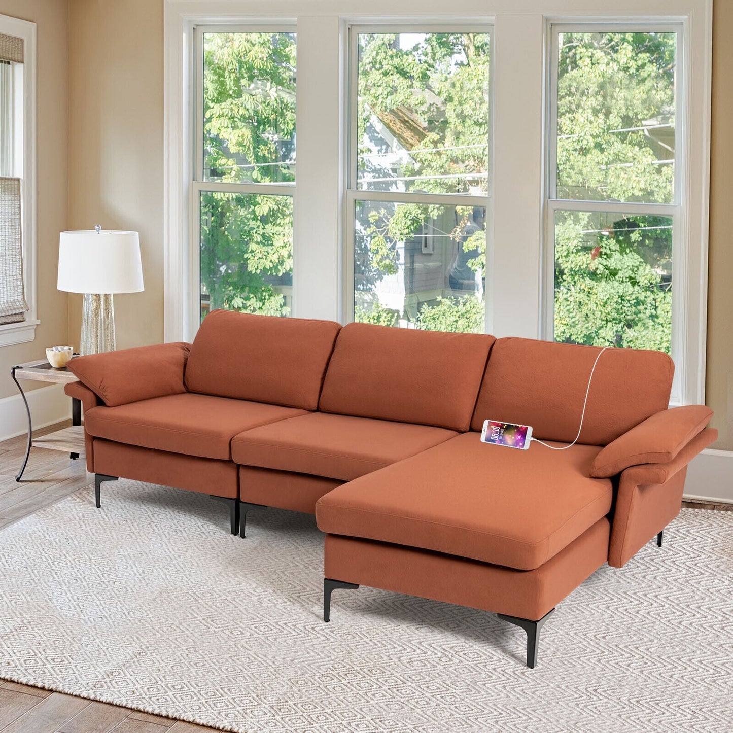 43.5" Coffee Table 2-Tier with Open Storage Shelf