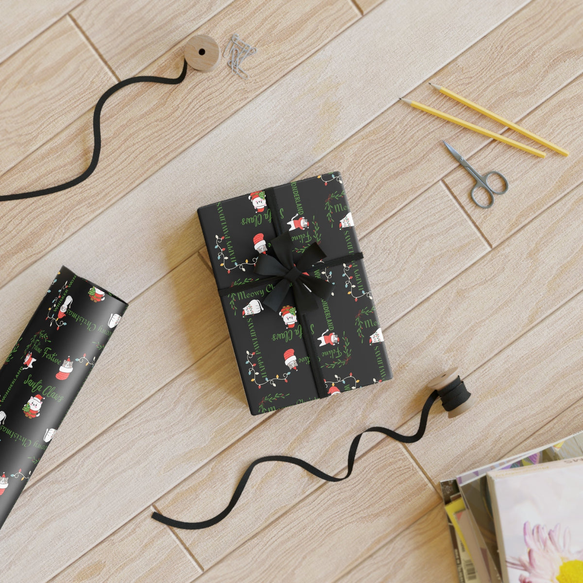 Cat Pun Christmas Gift Wrap Roll for Purr-fect Holiday Gift Giving