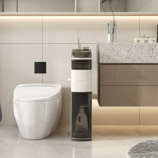 5-Tier Narrow Bathroom Storage Cabinet with Drawers and Tissue Box