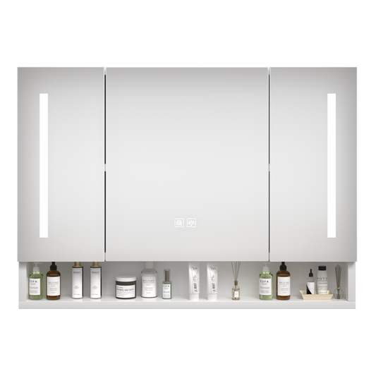 Modern 39x28 inch bathroom cabinets, medicine cabinets with mirrors and LED lights, and bathroom storage cabinets