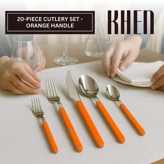 Khen 20-Piece Cutlery Set with Dinner Knives, Forks, Spoons, Salad Forks & Teaspoons
