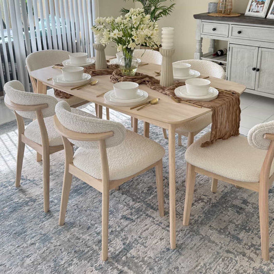 ACTU Scandinavian Dining Table Set with Upholstered Chairs for Small Spaces (Seats 4–6)
