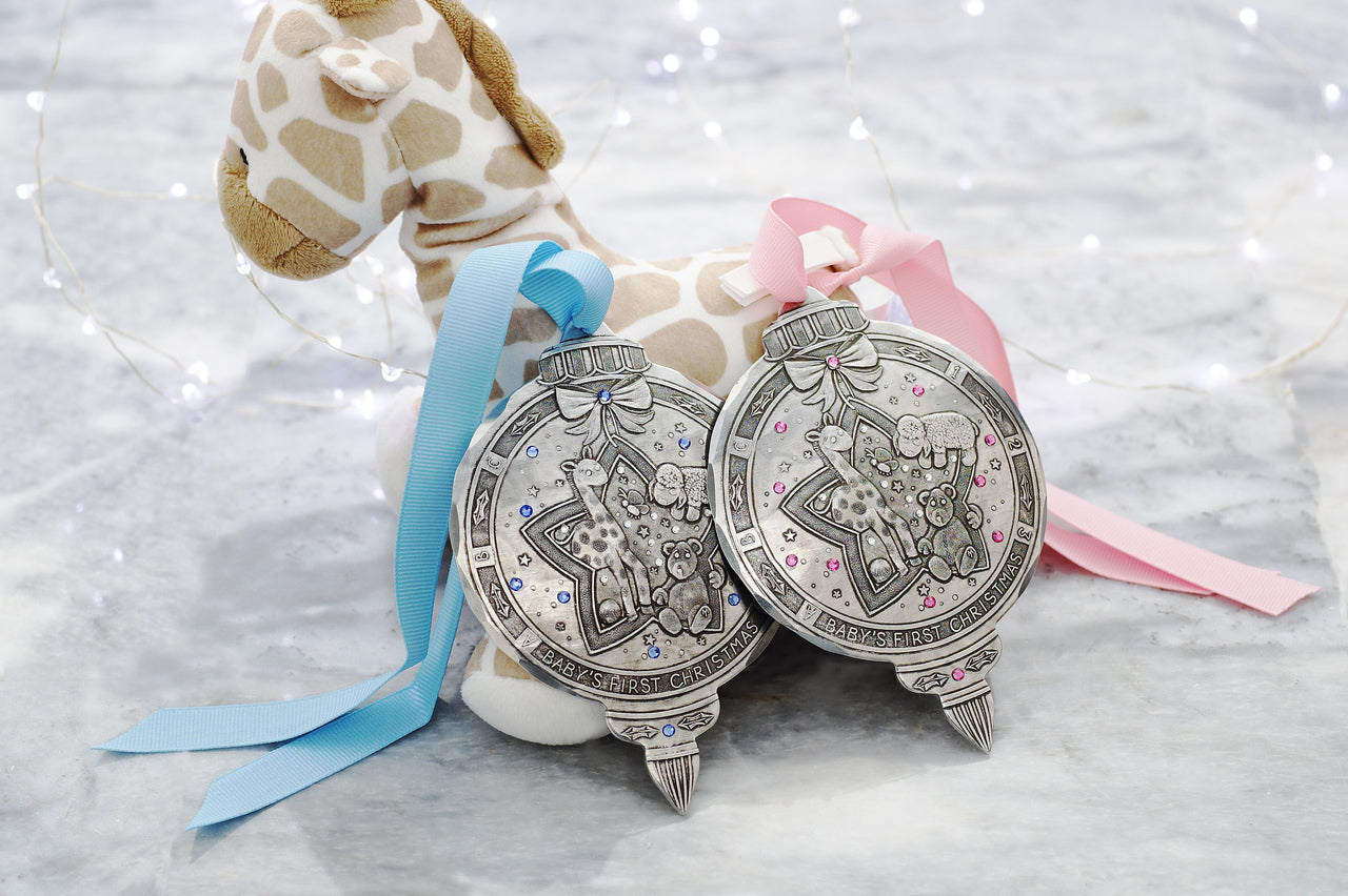 Baby Boy's First Christmas Ornament with Crystals