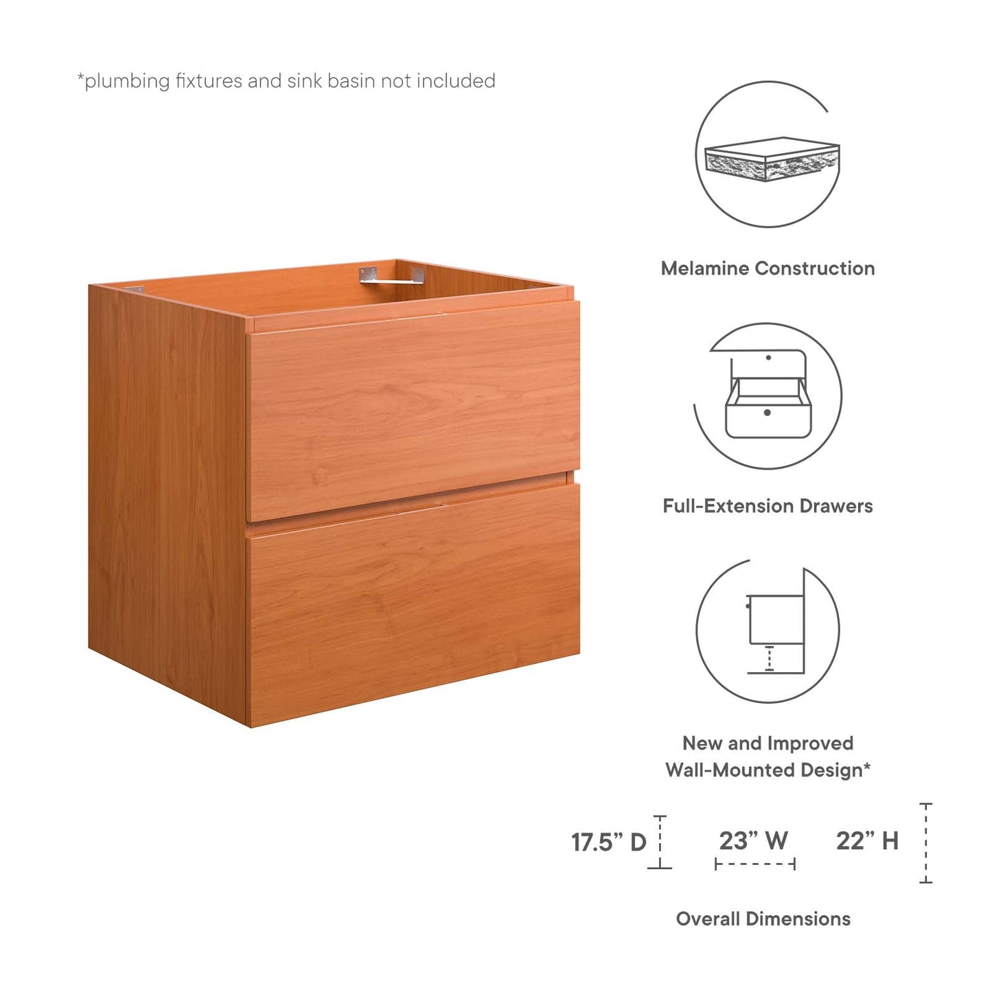 Scenic 24" Wall-Mount Bathroom Vanity Cabinet (Sink Basin Not Included) by Modway