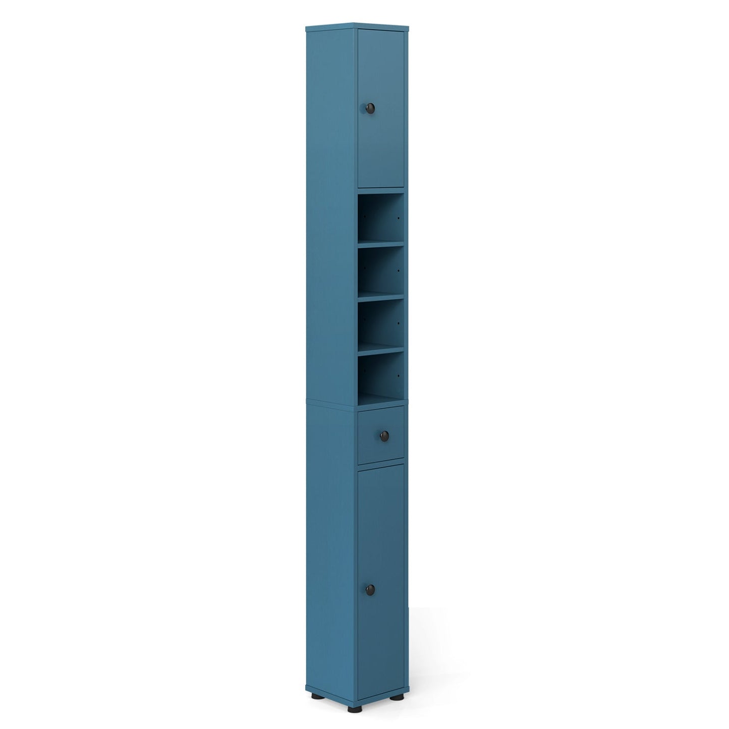 Freestanding Slim Bathroom Cabinet with Drawer and Adjustable Shelves