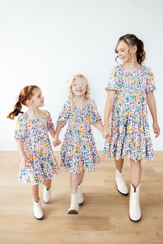 Garden Groove Smocked Ruffle Dress
