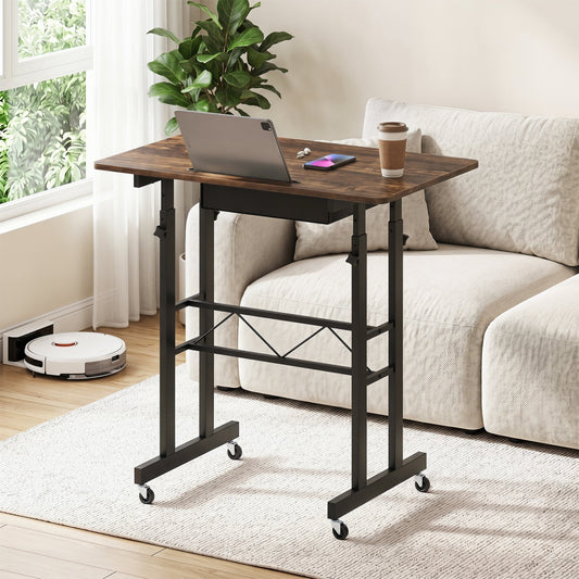 Height Adjustable Standing Desk with Wheels & Drawer