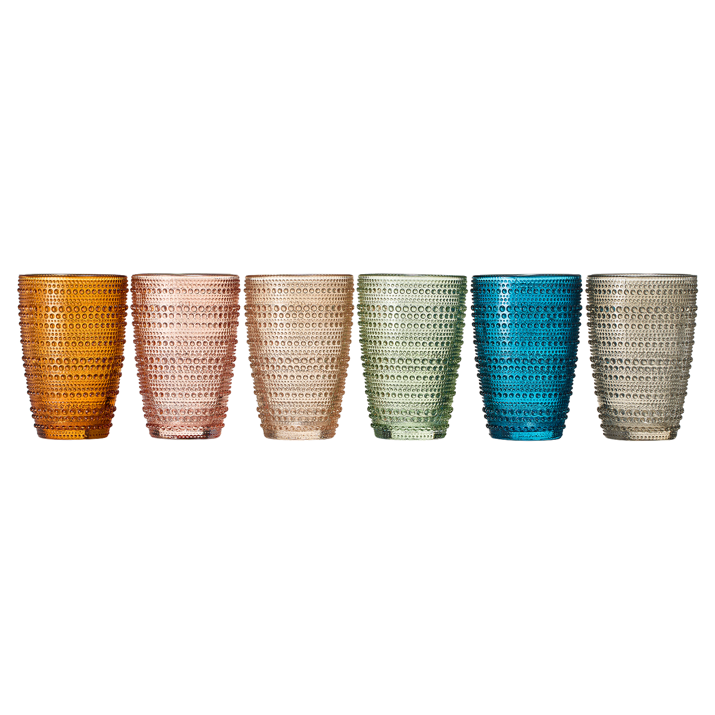 Tonal Hobnail Highball Glassware, Set of 6