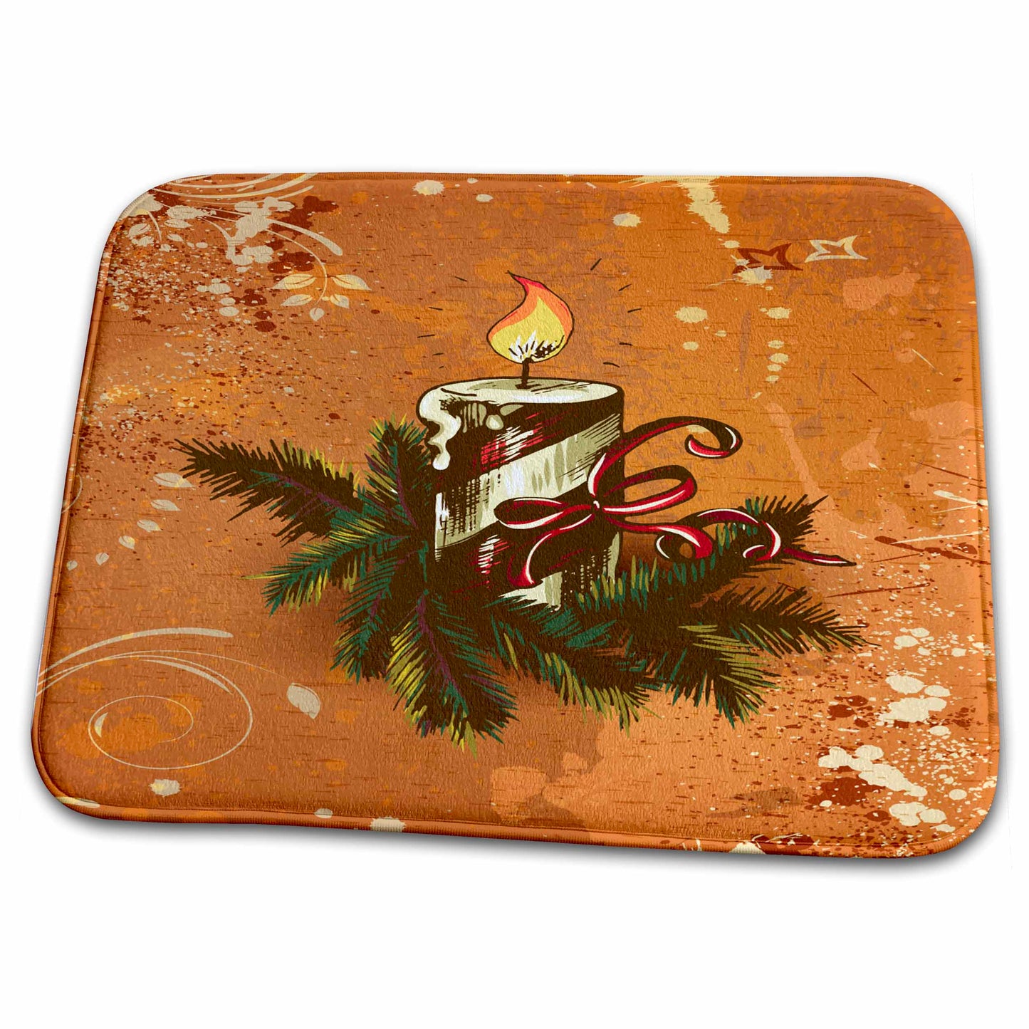 3dRose Festive Decorative Holiday Graphic Peppermint Candle With... - Dish Drying Mats (ddm-119126)