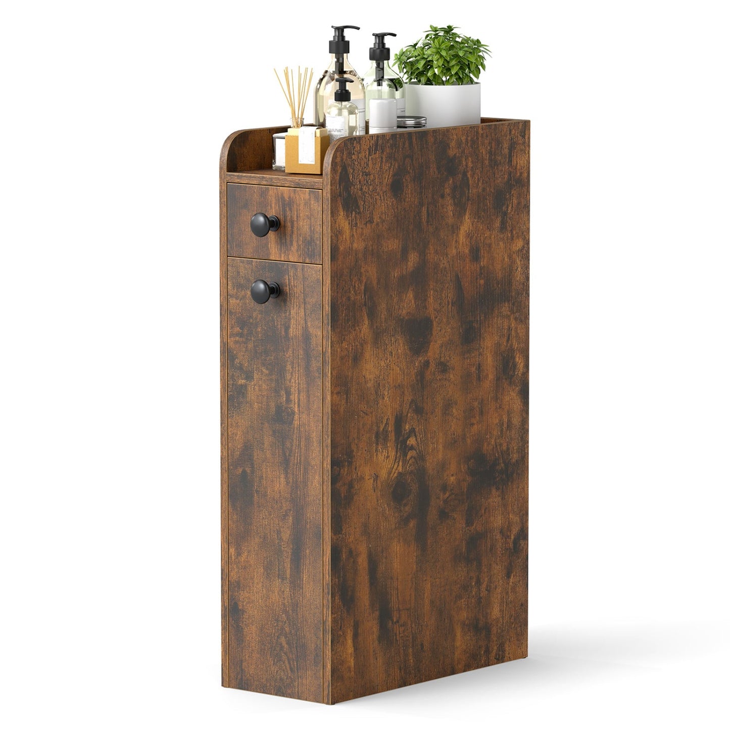 Small Bathroom Storage Cabinet 4-Tier with Slide Out Drawers on Casters
