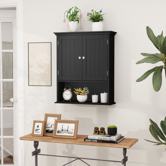 Wall Mount Bathroom Cabinet Storage Organizer with Doors and Shelves