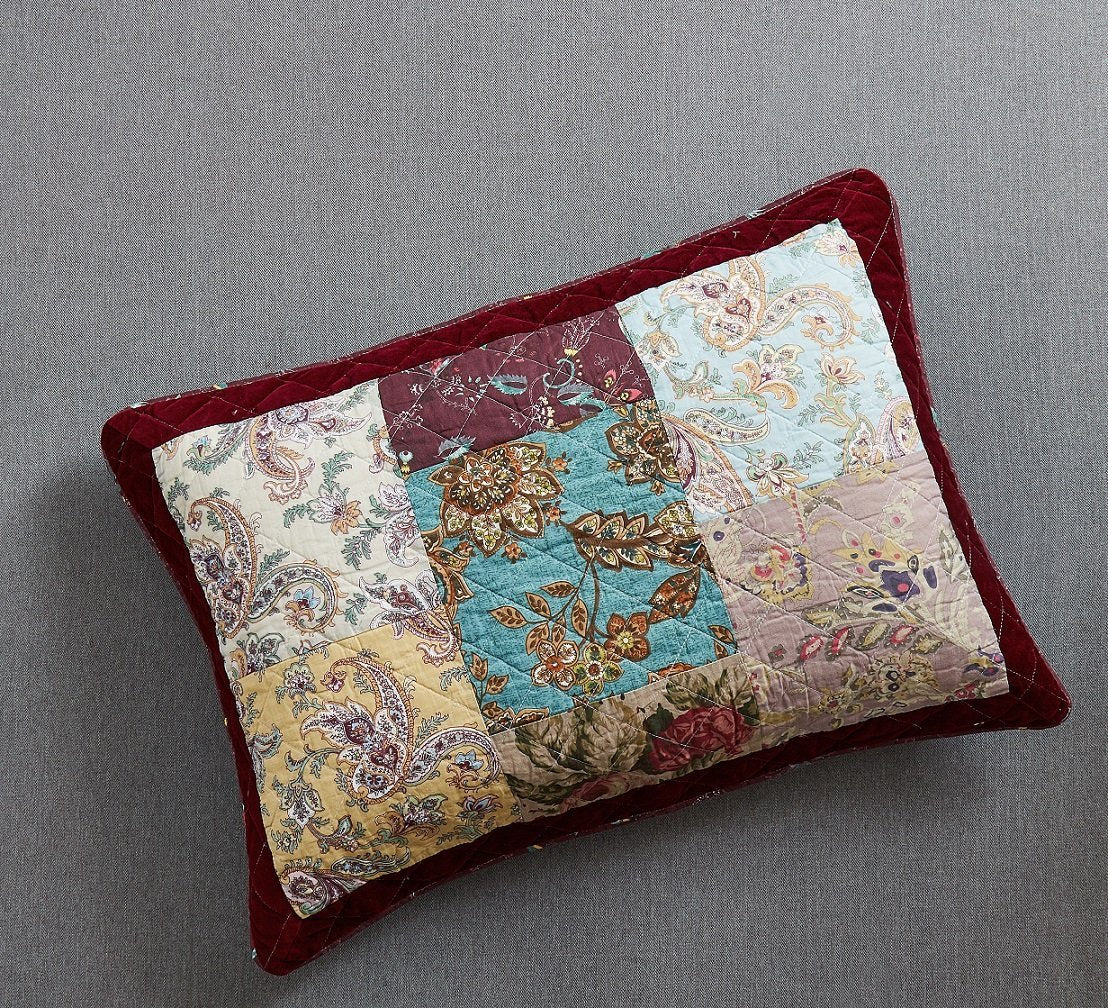 DaDa Bedding Burgundy Paisley Patchwork Cotton Quilt Set