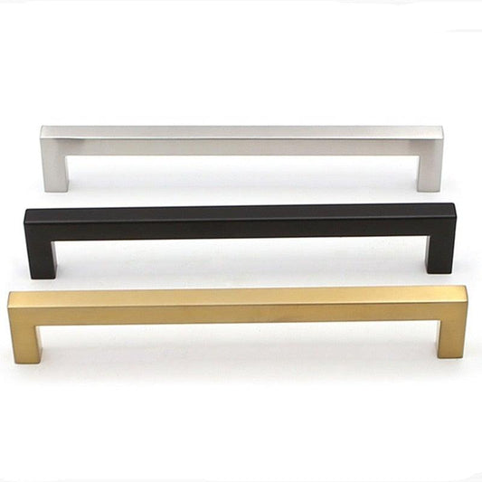 Black Silver Gold Cabinet Handle Square Furniture Hardware Stainless Steel Kitchen Door Knobs Cupboard Wardrobe Drawer Pulls Square Bar Cabinet Pull Drawer Handle Stainless Steel Modern Hardware For Kitchen And Bathroom Cabinets