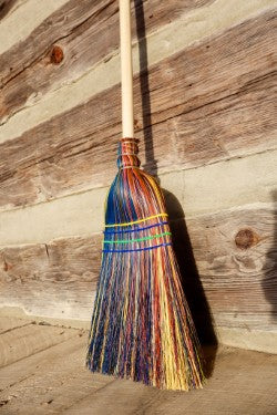 Handmade Farmhouse Broom – Traditional Broomcorn Sweeper, Rustic Country Decor & Functional Cleaning Broom Made in USA