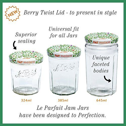 Le Parfait Jam Jars, French Glass Jars with 82mm Twist Lids for Jam and Preserves