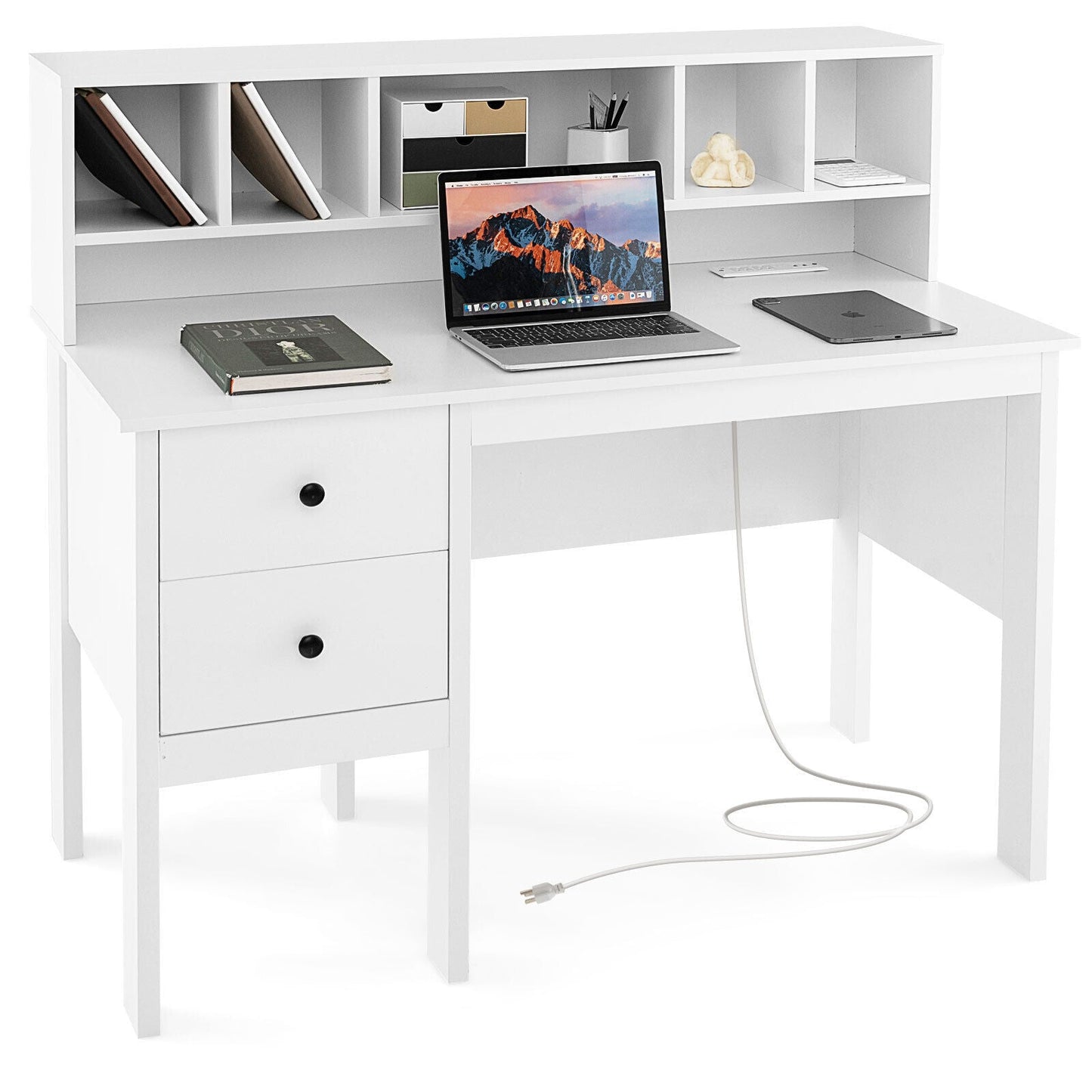 48 Inch Computer Desk with Drawers Power Outlets
