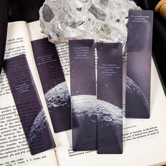 Space Tour Series Bookmark PVC Reading Book Mark Dusk Moon Book Page Marker Stationery Supplies Bookmarks Creative Colored Bookmarks For Teacher Student Kids Classroom School Office Stationery Supply Beautiful Space Bookmarks