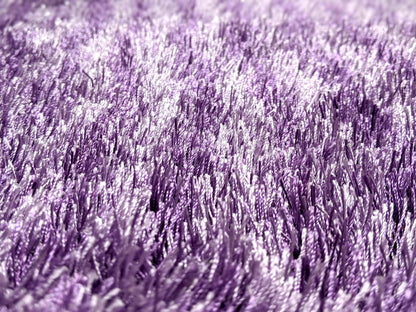 DaDa Bedding Shaggy Soft Door Mat Carpet Rug - 20" x 32" Striped Shiny Purple Lavender