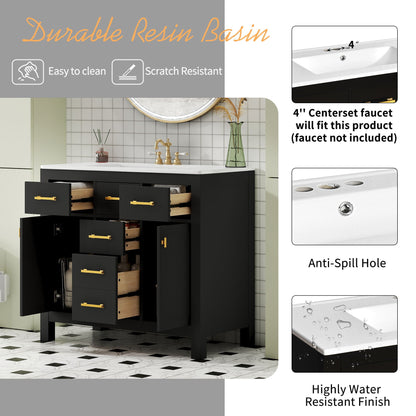 Bathroom Vanity With Sink Combo Set, Modern Bathroom Cabinet With 4 Drawers
