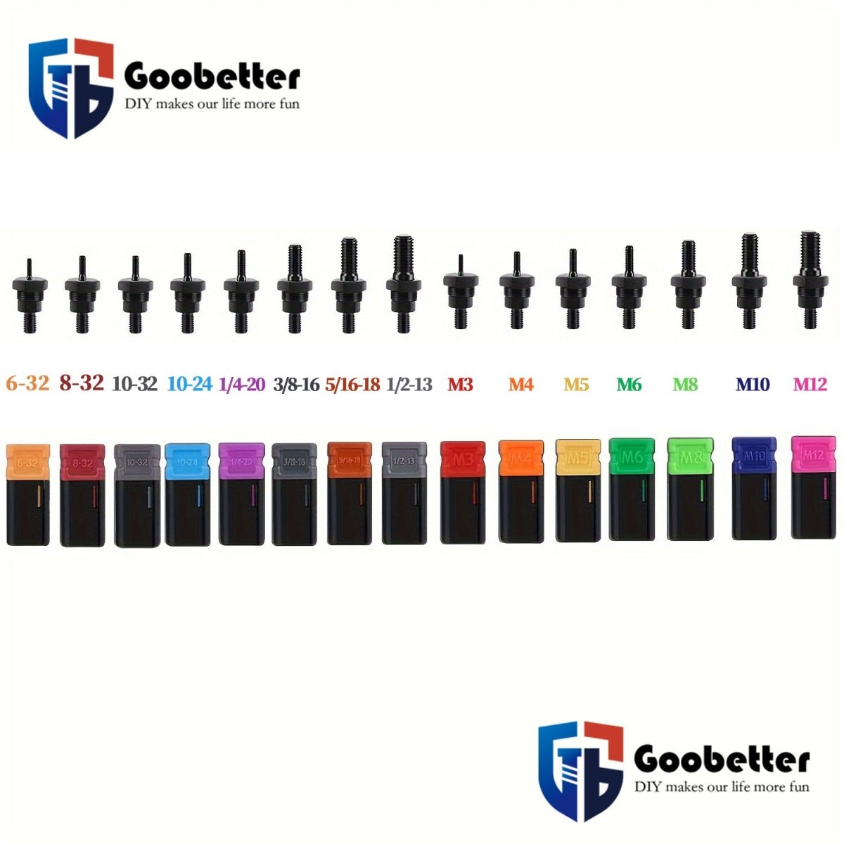 16" Rivet Nut Gun Kit Nut Sert Rivnut Tool With 15pcs Metric and UNC Mandrels