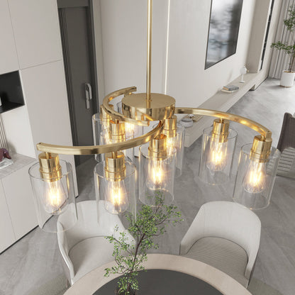 6/9-Light Modern Farmhouse Chandelier | Black, Chrome or Gold with Clear Glass Shades — Adjustable Height, Dimmable, Dining Room & Kitchen Island