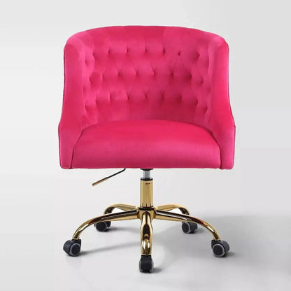 Curvaceous Velvet Swivel Office Chair with Gold Base