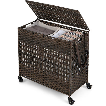 2-Section Laundry Hamper with Removable Bags, 110L