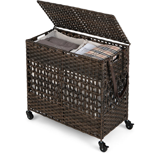 2-Section Laundry Hamper with Removable Bags, 110L