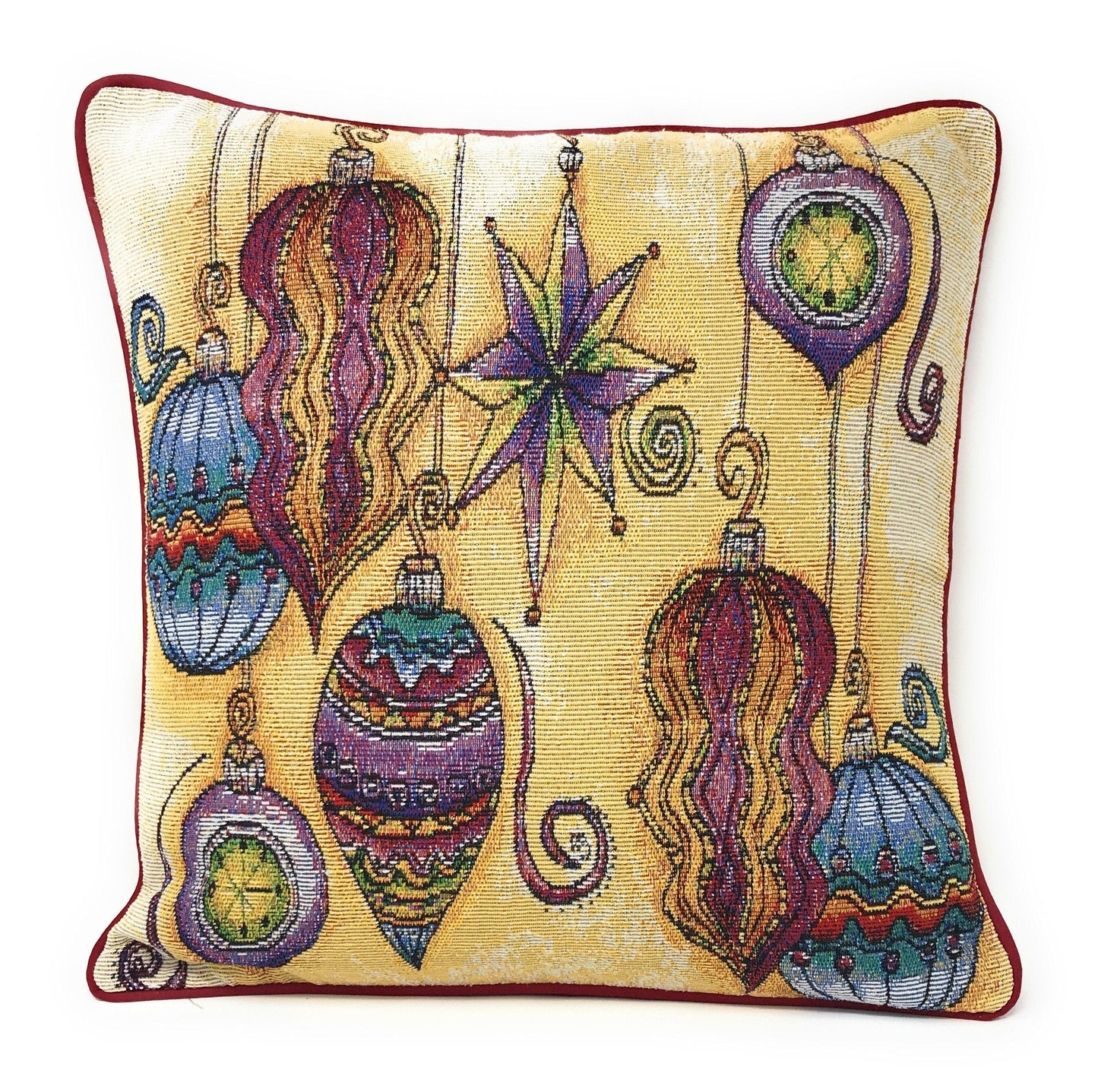 DaDa Bedding Set of 4 Pieces - Autumn Harvest Halloween & Christmas Ornaments Holiday Tapestry Throw Pillow Covers Bundle Pack - 16" x 16"