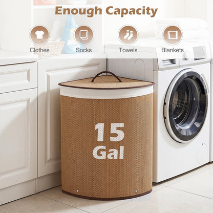 15 Gallon Bamboo Laundry Hamper with Removable Liner