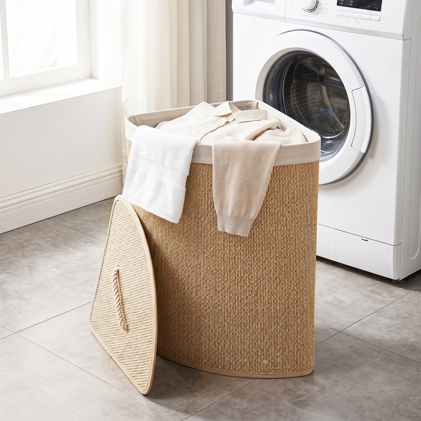 15 Gallon Bamboo Laundry Hamper with Removable Liner