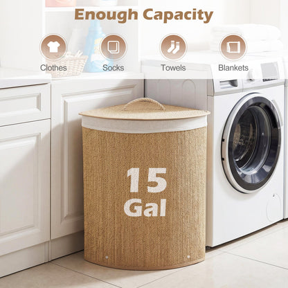 15 Gallon Bamboo Laundry Hamper with Removable Liner