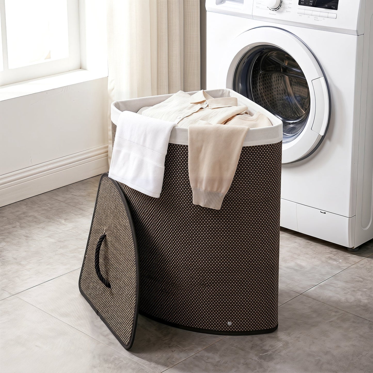 15 Gallon Bamboo Laundry Hamper with Removable Liner