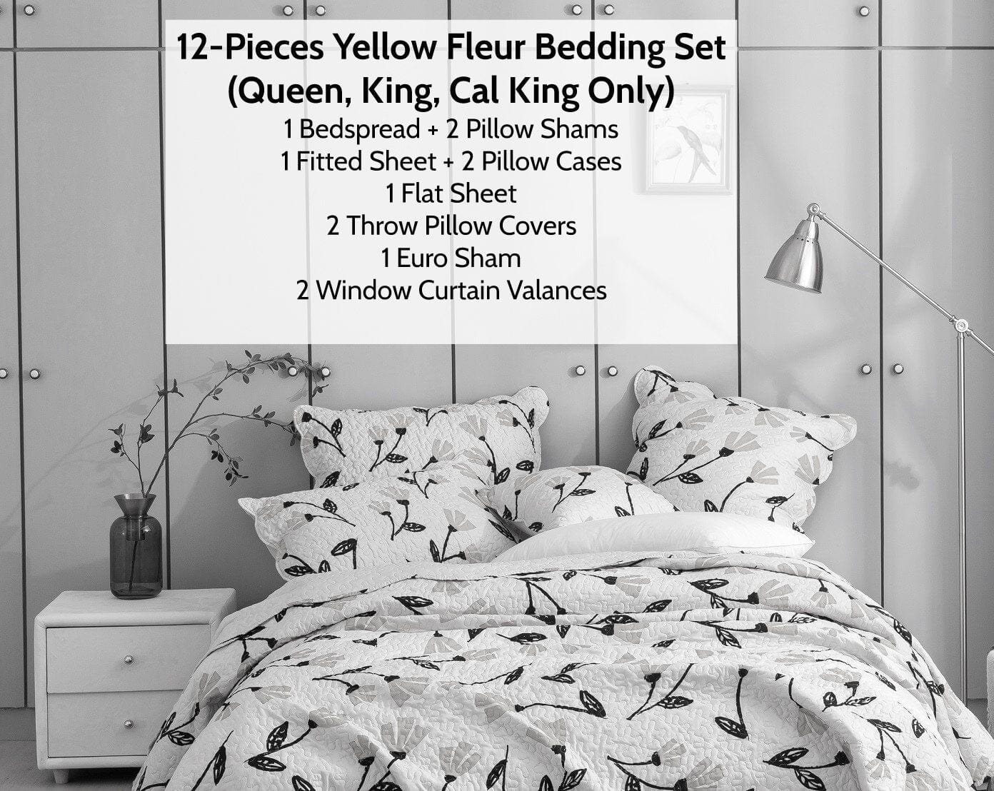DaDa Bedding Yellow Fleur Floral Bed in a Bag Set - Ivory Botanical