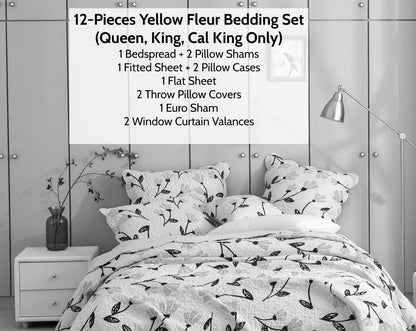 DaDa Bedding Yellow Fleur Floral Bed in a Bag Set - Ivory Botanical