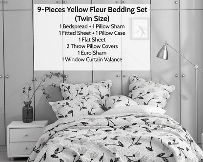 DaDa Bedding Yellow Fleur Floral Bed in a Bag Set - Ivory Botanical