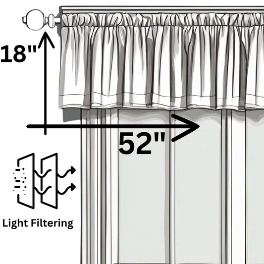 DaDa Bedding Ivory Blue Elegance Mini Medallions Floral Window Curtain Valance - 18" x 52" (JHW-660)