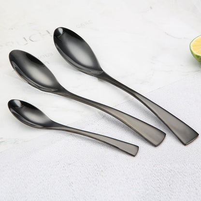 Portugal Titanium Black Stainless Steel Western Cutlery Set for Hotel and Restaurant Knife Fork Spoon Suite Factory Wholesale