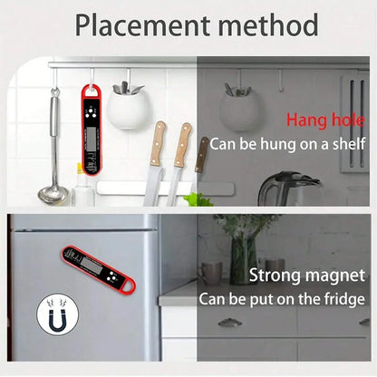 Digital Backlit Folding BBQ Kitchen Thermometer | Instant Read Meat Thermometer