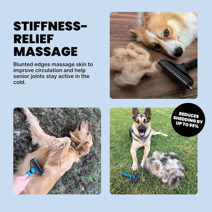 2-in-1 Dog & Long Hair Cat Deshedding Brush Undercoat Rake Dematting Tool