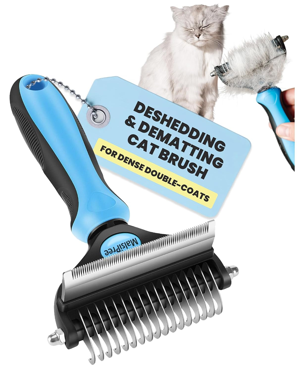 2-in-1 Dog & Long Hair Cat Deshedding Brush Undercoat Rake Dematting Tool