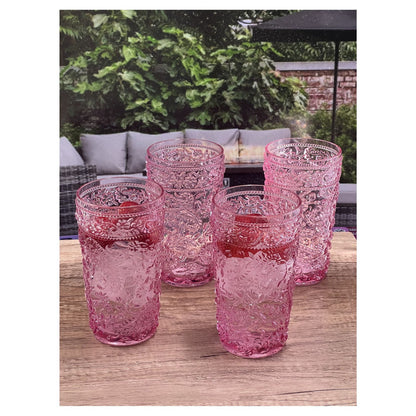 Paisley Acrylic Glasses Drinking Set of 4 Hi Ball (17oz)