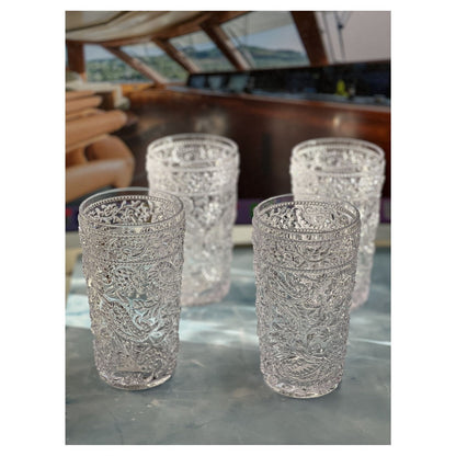 Paisley Acrylic Glasses Drinking Set of 4 Hi Ball (17oz)