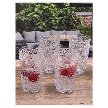 Paisley Acrylic Glasses Drinking Set of 4 Hi Ball (17oz)