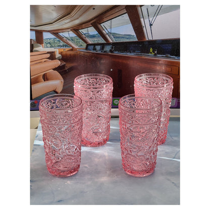 Paisley Acrylic Glasses Drinking Set of 4 Hi Ball (17oz)