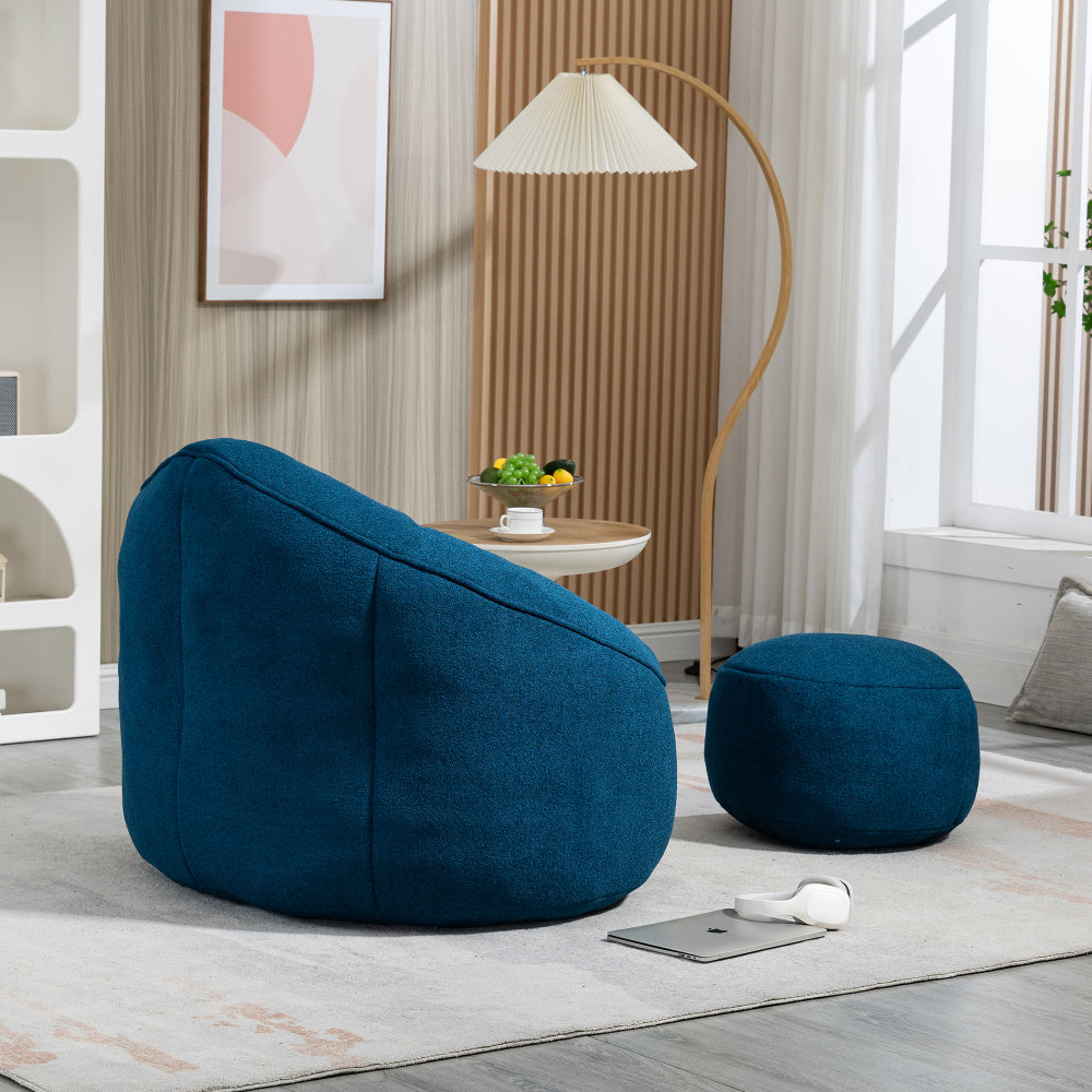 Bean Bag Sofa Chair with Footrest | High-Density Foam Fill & Super Fibre Fabric — Adult Lounger for Living Room & Bedroom