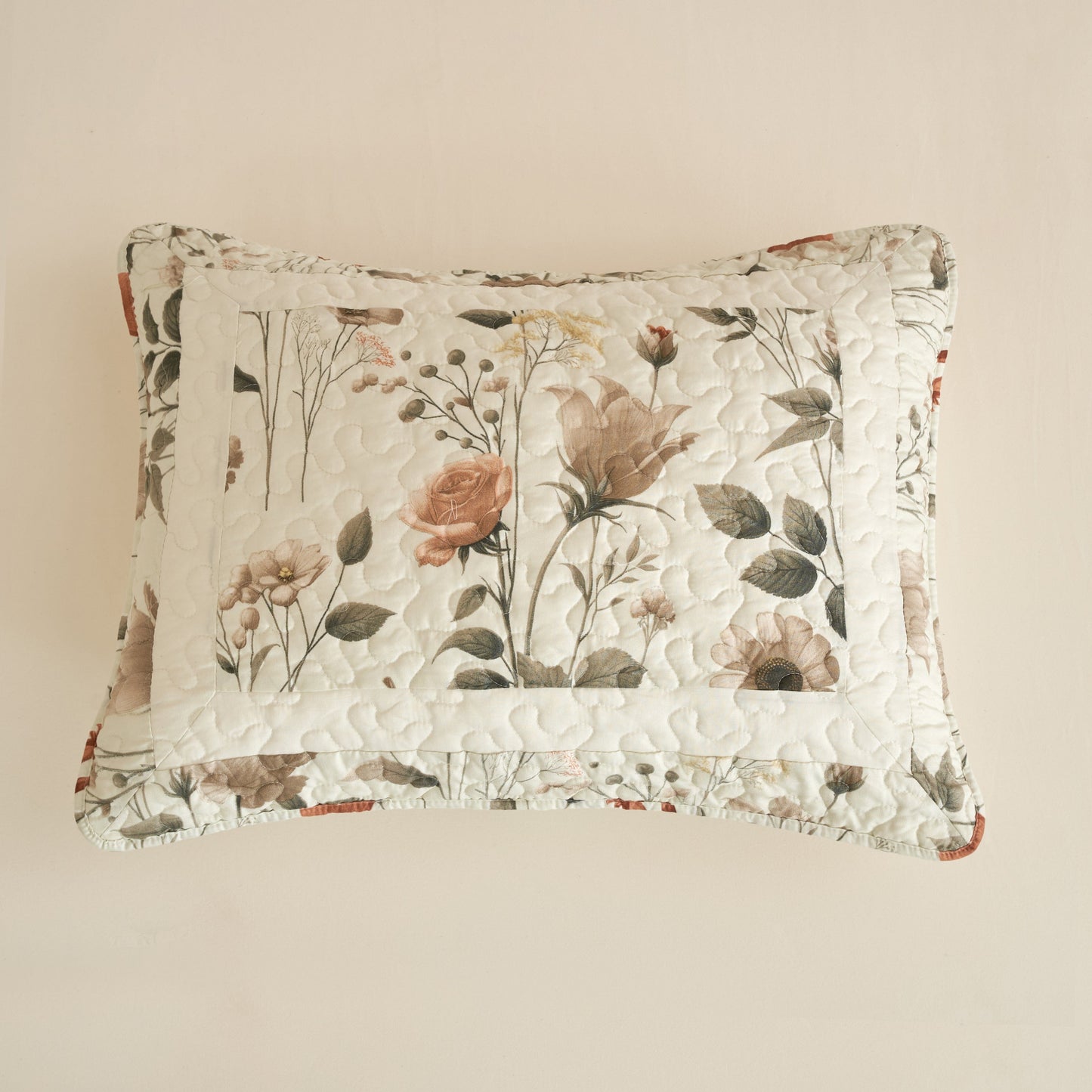 DaDalogy Enchanted Meadow Floral Quilt Set - Beige Rose Green