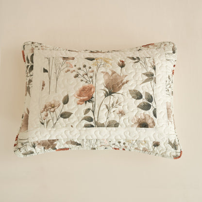 DaDalogy Enchanted Meadow Floral Quilt Set - Beige Rose Green