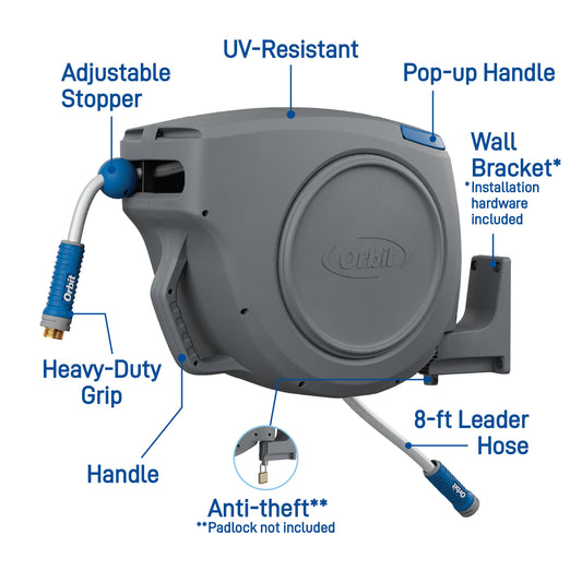 100 ft x 5/8 in Auto-Retractable Garden Hose Reel 28263