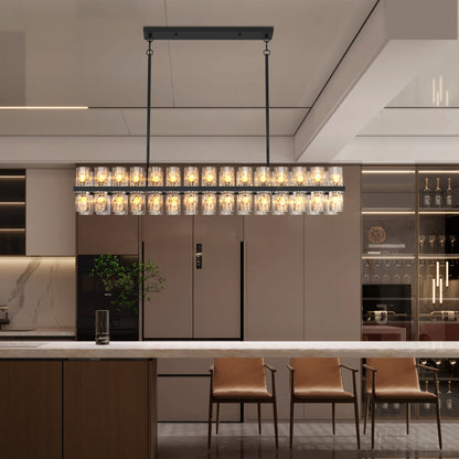 Luxury Crystal Chandelier | Double-Ring LED Ceiling Light for Living Room & Dining Room — Black or Gold, Round or Rectangular